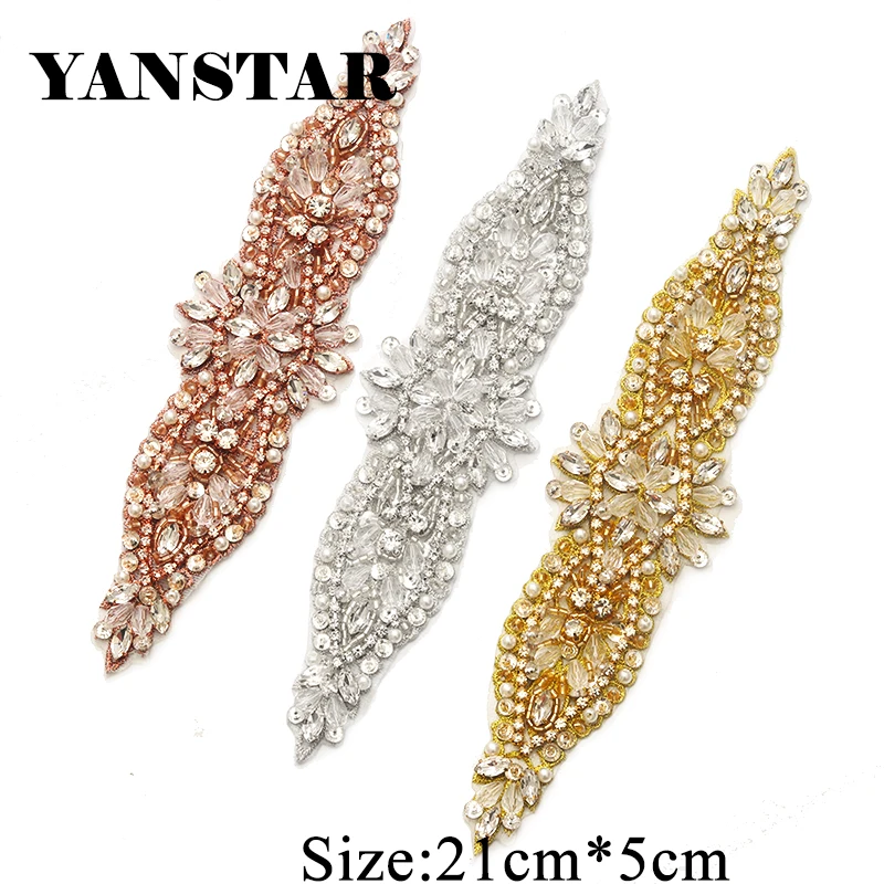 YANSTAR 2 шт. ремешок для свадебного платья аппликация из горного хрусталя для свадебного платья Пояс DIY ремешок для свадебного платья YS890