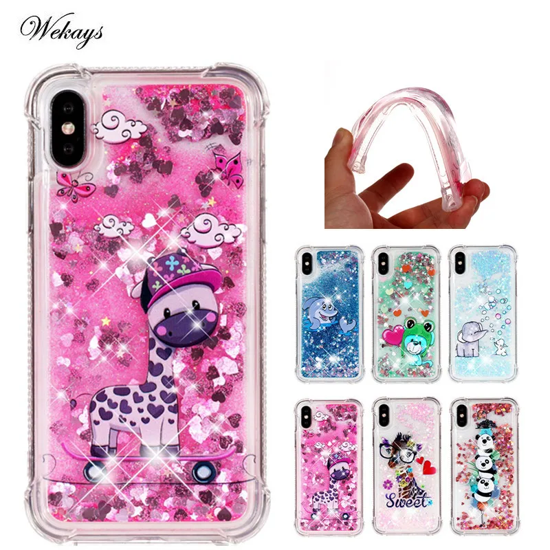 

Wekays Liquid Glitter Case For iPhone SE 5 5S 7 8 6 6s Plus Cases For iPhone X 8 7 Plus Case Giraffe Quicksand Dynamic Cover