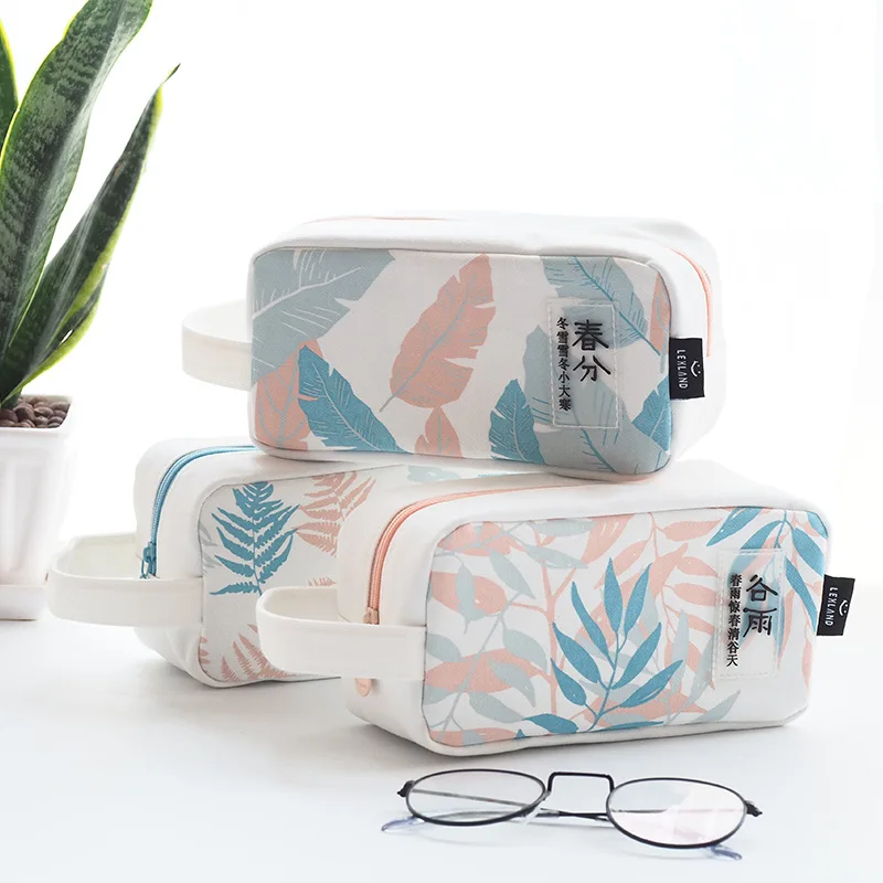 

1pcs student large capacity canvas pencil case stationery bag wholesale music write summer solstice not to big pencil case