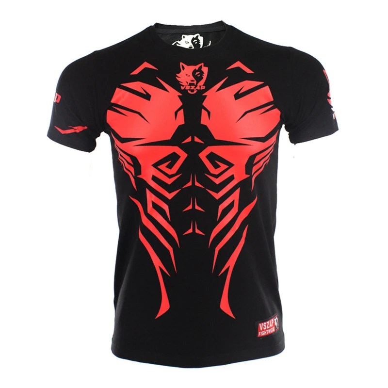 

VSZAP CompressedTraining Muay Thai Jersey for MMA Kick Boxing Cotton camisetas Tees Jersey Sports Jersey A