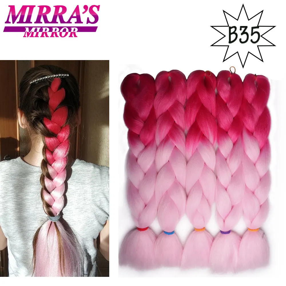 Mirra’s Mirror 5pcs Jumbo Braid Hair Crochet Braids Synthetic Hair Ombre Braiding Hair Extensions Three Tone 24inches