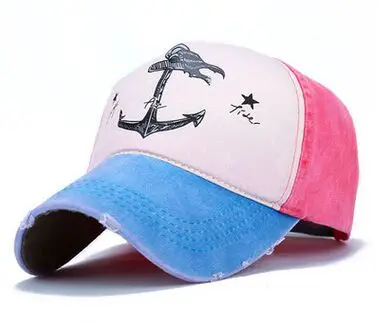 Весна Осень Шапки для пары для мужчин и женщин Чистый хлопок бейсболки старый якорь пиратского корабля брендовые шапки 7 цветов 8102 - Цвет: Rose rsd
