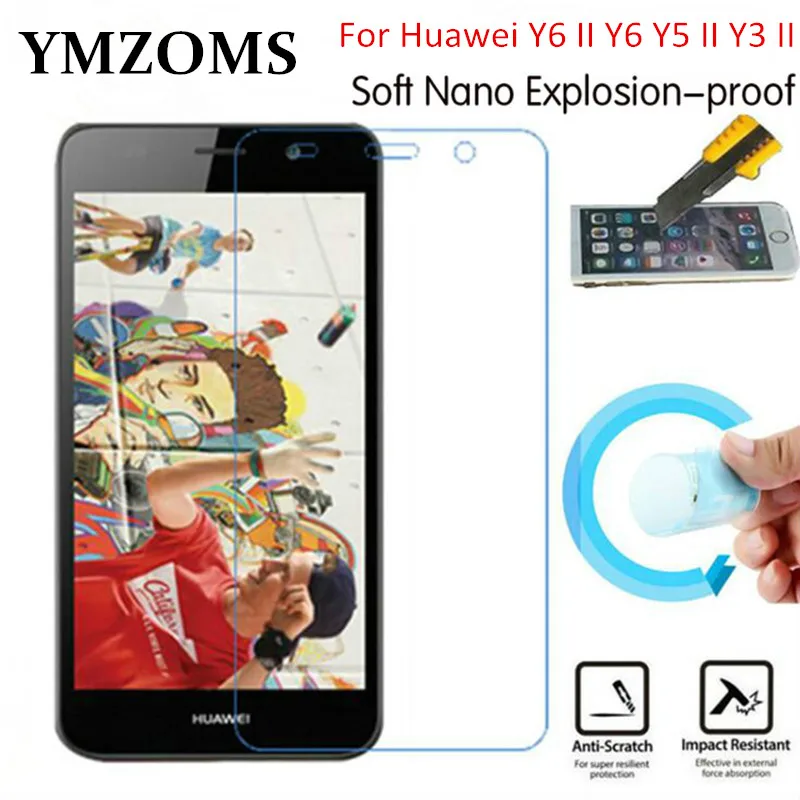 

Soft Explosion-proof Nano Protection Film Foil For Huawei Y6 II Y6 Y5 II Y3 II Screen Protector Not Tempered Glass