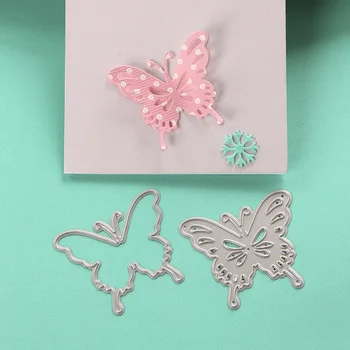 

DUOFEN METAL CUTTING DIES 010002 2pcs Medium butterflies cutout lace hollow embossing stencil DIY Scrapbook Paper Album 2018 new