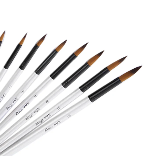 AAAJ-ZhuTing 12 шт набор нейлоновых волосяных деревянная ручка акварель кисть для рисования, ручка Набор для обучения масляная Акриловая картина арт Краски кисти