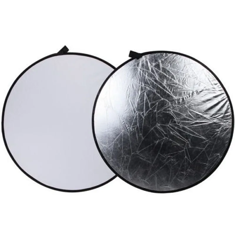 

80cm 2 in 1 Silver/White Collapsible Light Round Photography Reflector Light Diffuser for DSLR Photo and Studio