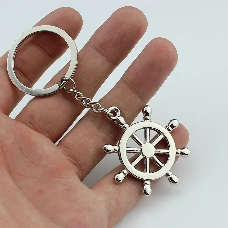 

10PCS- Personality Anchor Rudder Keychains Boat Rudder keychain Seaman Sailor Helm Key Chains Car steering wheel Keychain