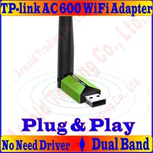 Plug& Play не нужен драйвер, TP-LINK AC600 беспроводная сетевая карта 11AC 600 Мбит/с двухдиапазонный USB WiFi адаптер с 5dBi внешней антенной