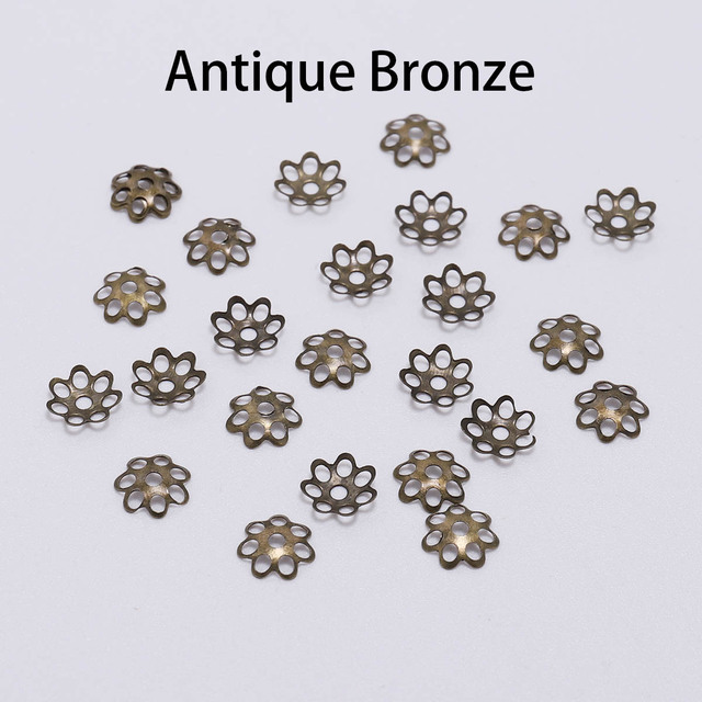 6mm Hollow Flower Findings Cone End Beads Cap Filigree Loose Spacer Bead For DIY Jewelry Finding Making Accessories
