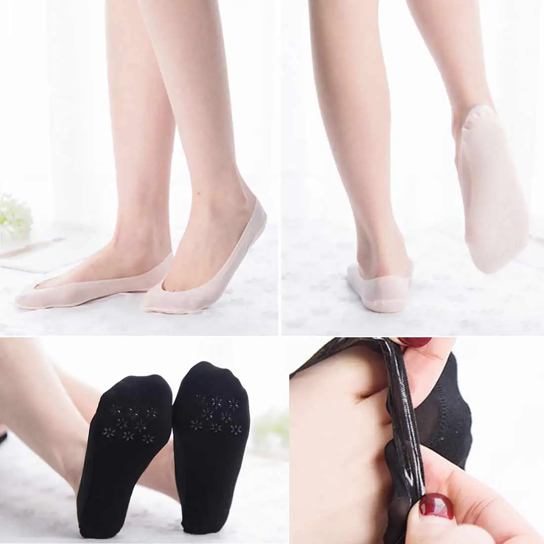 

New Summer Style Seamless Ice silk short socks non-trace stealth slip-resistant silicone Invisible boat socks