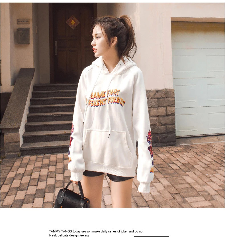 

Women Sweatshirts Winter Harajuku Pullover Thick Casual Coat Embroidered flowers Hoodies Feminino Oversizes Cool bigbang hoody
