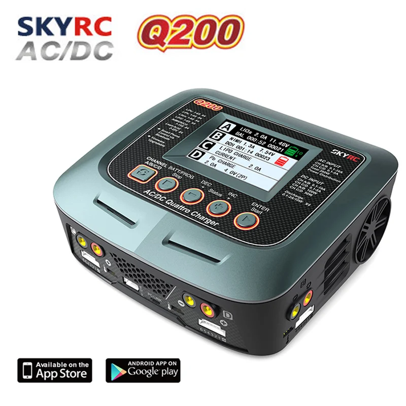 

FATJAY SkyRC Q200 Quattro Battery Balance charger AC/DC 2X100W 2X50W 10A 1-6s for RC batteries