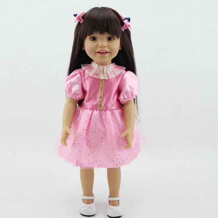 

Smile Princess Girl Doll 18 inch Realistic Vinyl Kids Play Doll Toy With Pink Dress Clothes Collectible Doll