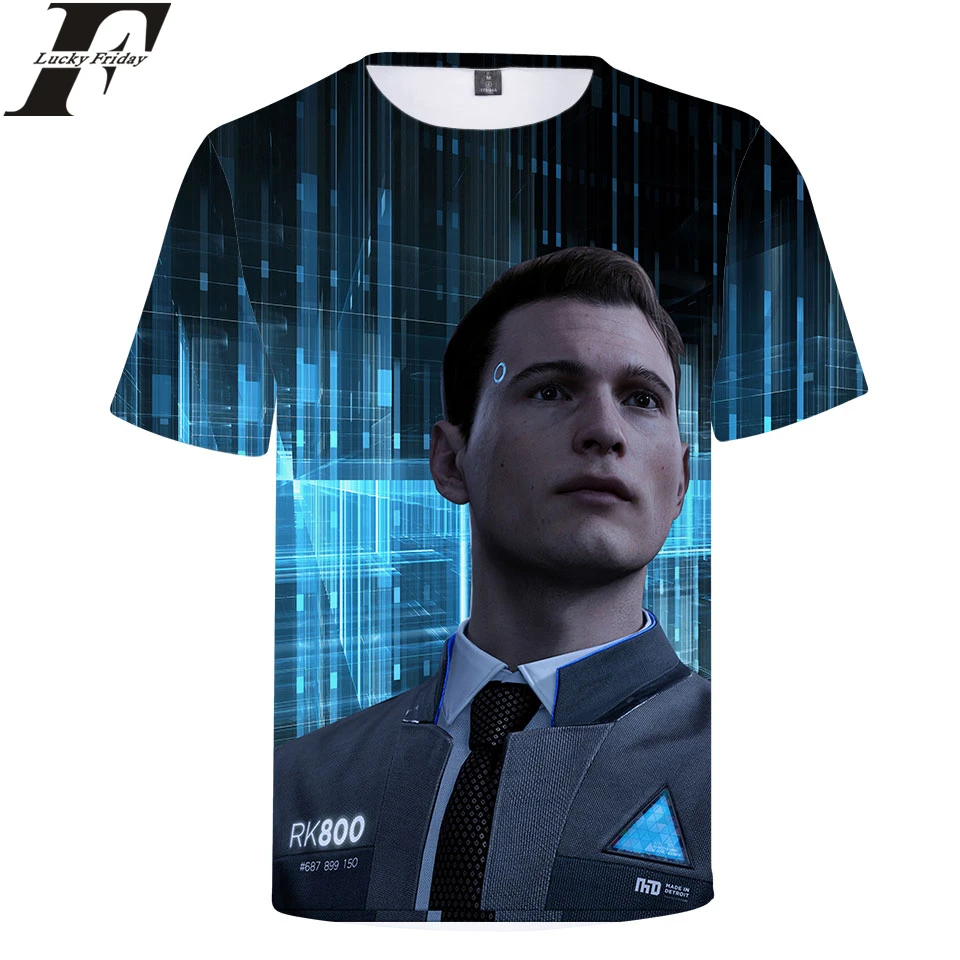 LUCKYFRIDAYF Детройт стать человеком 3D футболка с коротким рукавом RK800 Униформа