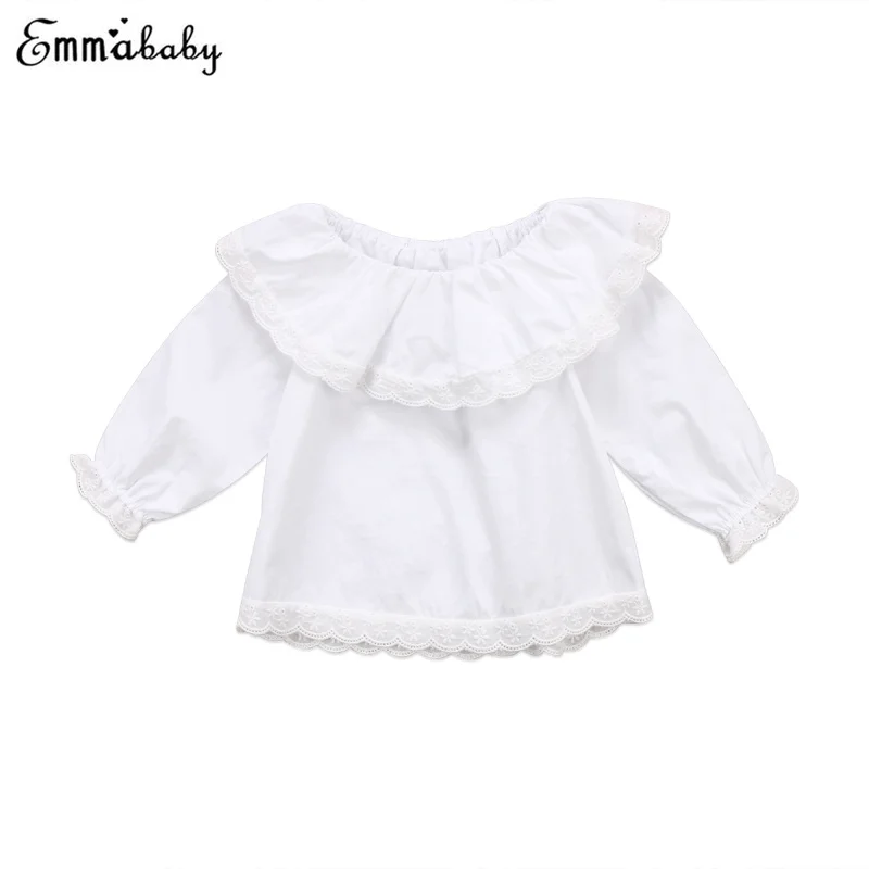 1-6T Kids Baby Girls Ruffle Long Sleeve Tops Tee Shirt Blouse Clothes Costume US