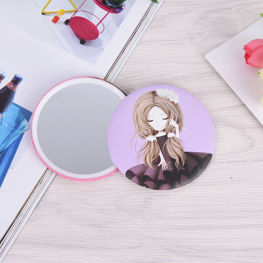 Random 1pcs Makeup Mirrors Portable Metal Mirrors Girl High Quality Mini Pocket Makeup Mirror Cosmetic Compact