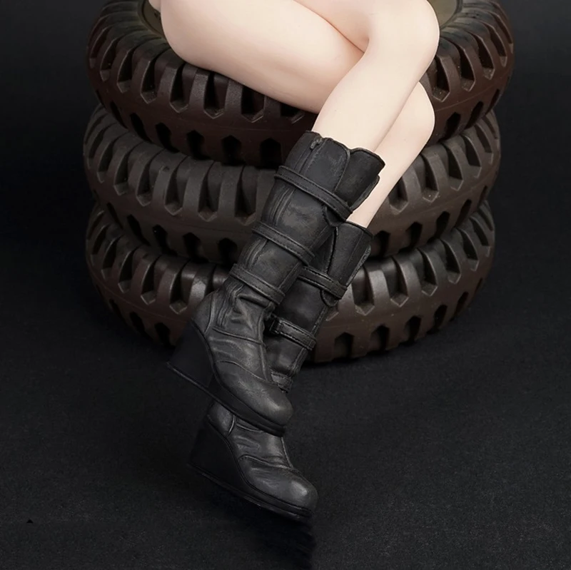 

1/6 Black Middle Long Combat Short Boots Shoes Models for 12 inches Removable Feet