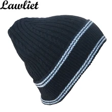 Lawliet мужская шапка Skullies Beanie шапка в полоску Теплая Зимняя кепка для мужчин шерстяная вязаная шапка шапочка в стиле кэжуал черные синие головные уборы распродажа