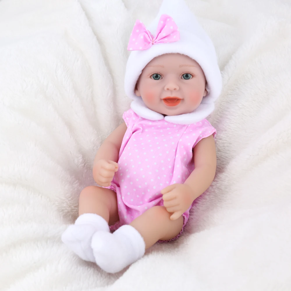 NPK кукла мини reborn baby DOLL 10 дюймов реалистичные настоящие Детские Девочки подарок на день рождения Мальчики прекрасные игрушки полный винил 25 см розовый бант