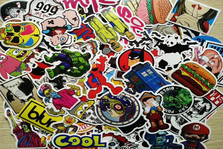 

New 100 PCS Colorful Sticker Skateboard Graffiti Decal Toy Laptop Bicycle Motorcyle Car Stying Doodle DIY Cool Stickers