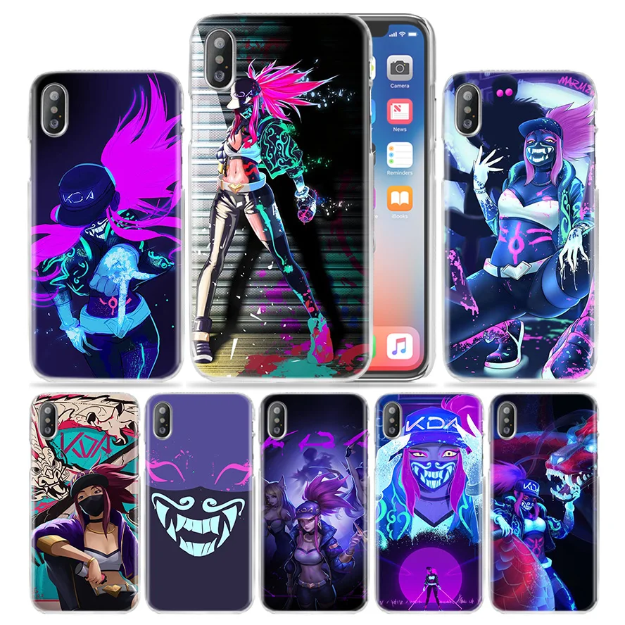 

LOL Akali KDA Case for iPhone XS Max XR X 10 7 7S 8 6 6S Plus 5S SE 5 4S 4 5C 6+ 6S+ 7+ 8+ Hard PC Luxury Capa Phone Cover Coque