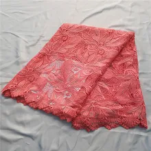 

High quality french lace fabrics 2018 Peach hot sales embroidered African Cord laces with stones Nigerian laces fabric