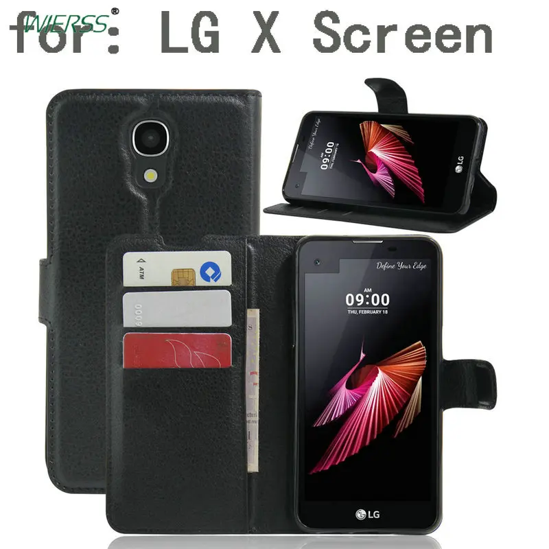 Luxuy Flip Leather Case cover For LG X screen view K500DS K500N 4.93&quot Back Cover Housing Wallet case shell+Card+Stand | Мобильные