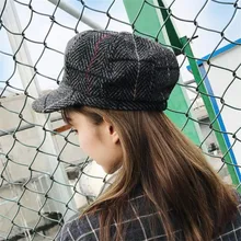 KLV, топ, женская шапка, осень, зима, теплая, модная, утиный язык, шапка, сетка, для художника, шапка 11,15