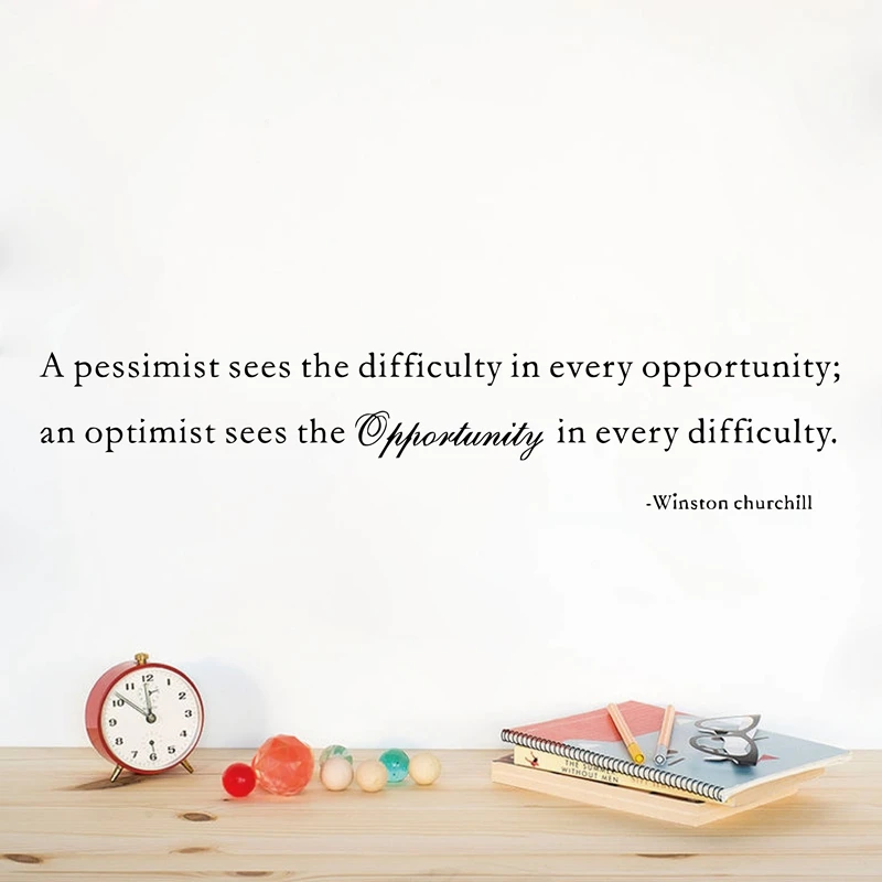 Un Optimiste Y Voit L Occasion Winston Churchill Celebre Disant Vinyle Mur Inspirant Citation Autocollants Q0093 Aliexpress