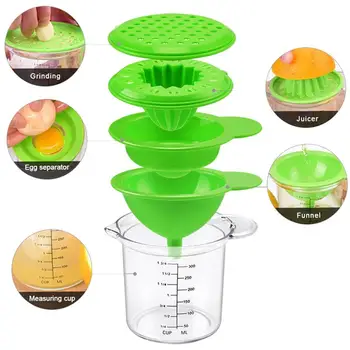 

5 in 1 Multi-functional Measuring Cup Kitchen Tools Juicer Funnel Seasoning Grater Egg Separator and Measuring Tools