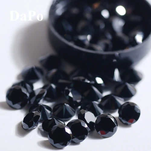 Модный розовый цвет ослепительно прозрачный Круглый Кубический цирконий 6 мм изысканные украшения для ногтей аксессуары дизайн Diy драгоценные камни 10 шт - Цвет: Black