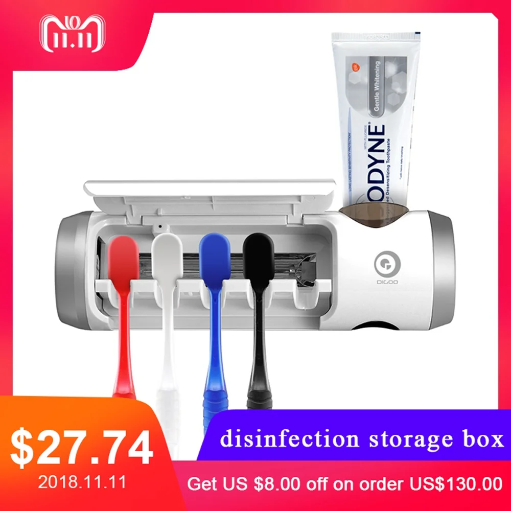 Digoo DG-UB01 UV Light Toothbrush Sterilizer Box Ultraviolet Antibacterial Toothbrush Cleaner USB Rechargeable Toothbrush Holder Digoo DG-UB01 UV Light Toothbrush Sterilizer Box Ultraviolet Antibacterial Toothbrush Cleaner USB Rechargeable Toothbrush Holder