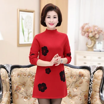 

2020 in autumn and winter, mom wears thick and warm, plus masks, middle aged women knitted Jersey sleeves and long sleeves.