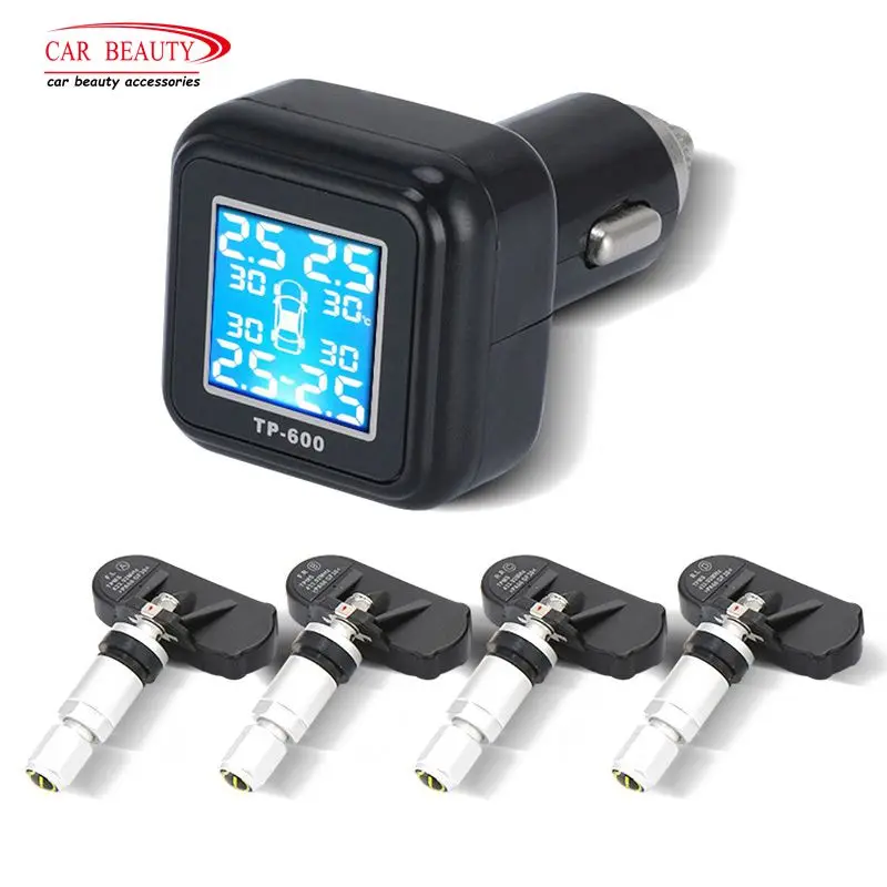 

Cigarette Lighter Plug TPMS with 4 Internal Sensor Digital Car Tire Pressure Monitoring System Auto Tyre Security Alarm