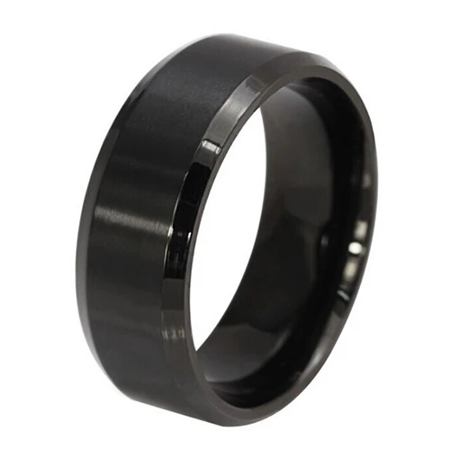 

Fashion 8MM Titanium Steel Band Ring Men Wedding Engagement Jewelry Black
