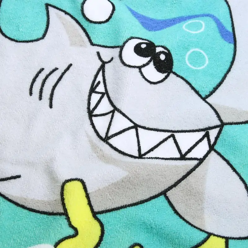 Детское удобное банное полотенце 60X85 см, мягкое пляжное полотенце с капюшоном и рисунком акулы, детское полотенце для ухода за ребенком для