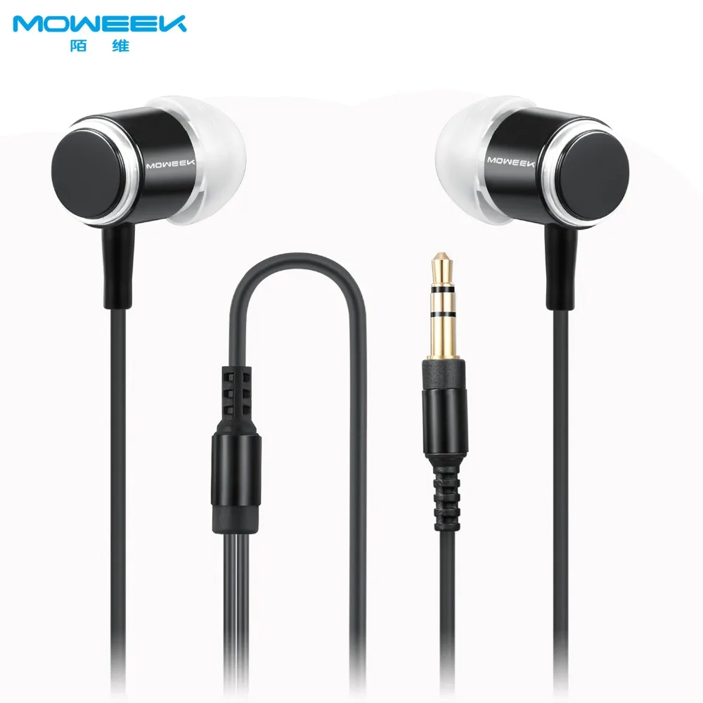 MOWEEK stereo bass Headphones 3.5mm metal Earphone wired headset for
