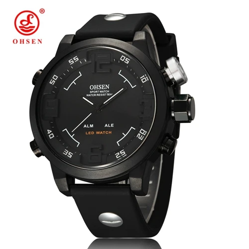 Новинка Ohsen цифровой бренд спортивные мужские кварцевые часы наручные мужской 50 м водонепроницаемый резиновый ремень синий мода ручной часы - Цвет: WHITE