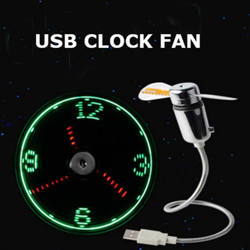 

Hand Mini USB Fan portable gadgets Flexible Gooseneck LED Clock Cool For laptop PC Notebook real Time Display durable Adjustable