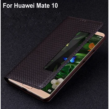 

Genuine Leather Open Window Case cover For Huawei mate 10 Flip Back case cover For Huawei mate10 back Leather cover Shell