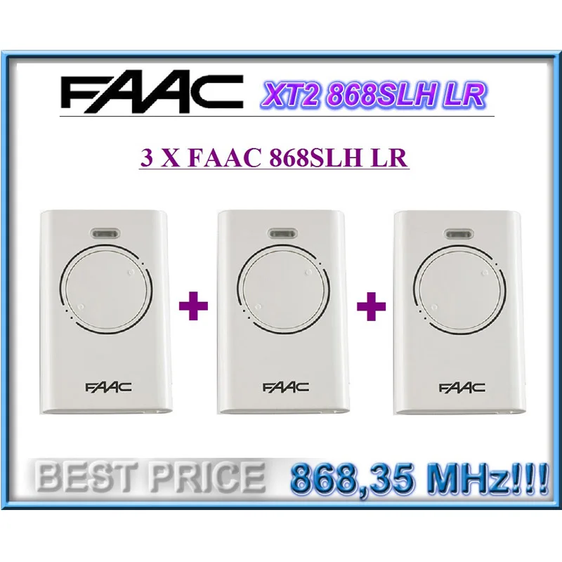 

FAAC XT2 868 SLH LR remote controls, white 868,35MHz Rolling code 3 pieces