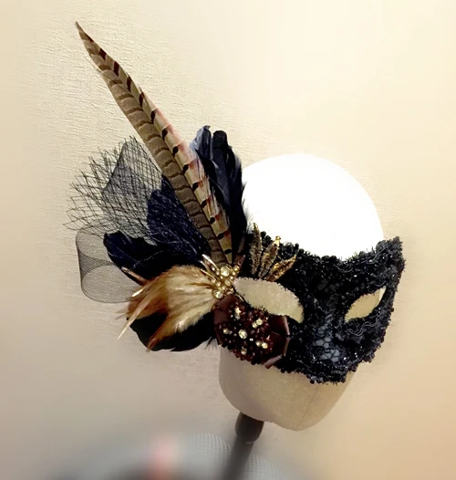 

Vintage Stereo Lace Masquerade Masks Feather Net Lace Halloween Venetian Party Mask Cosplay Mask Handmade
