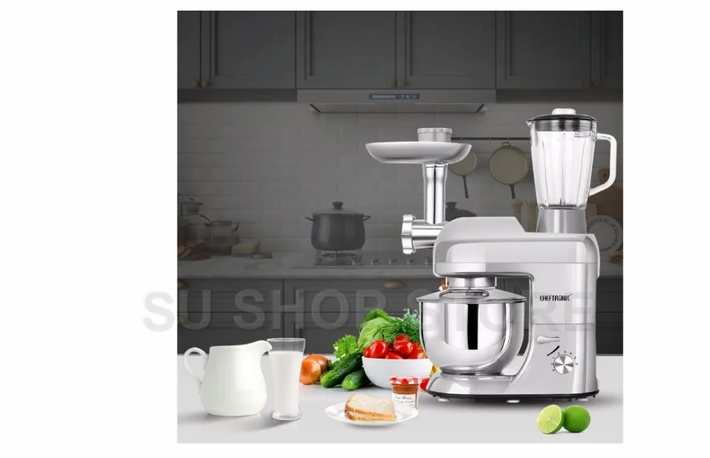 CHEFTRONIC миксер SM-1086 1000 Вт 5л чаша 6 скоростей с наклонной головкой Многофункциональный кухонный Электрический миксер(красный