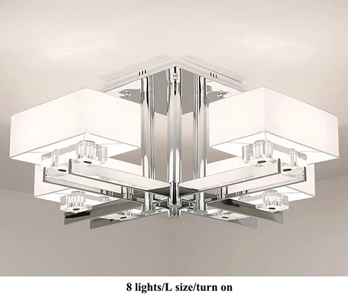 Современный, хромированный, металлический светодиодный потолочный светильник для гостиной s тканевые Абажуры для столовой светодиодный потолочный светильник для гостиной потолочный светильник - Цвет корпуса: 8 lights-L size