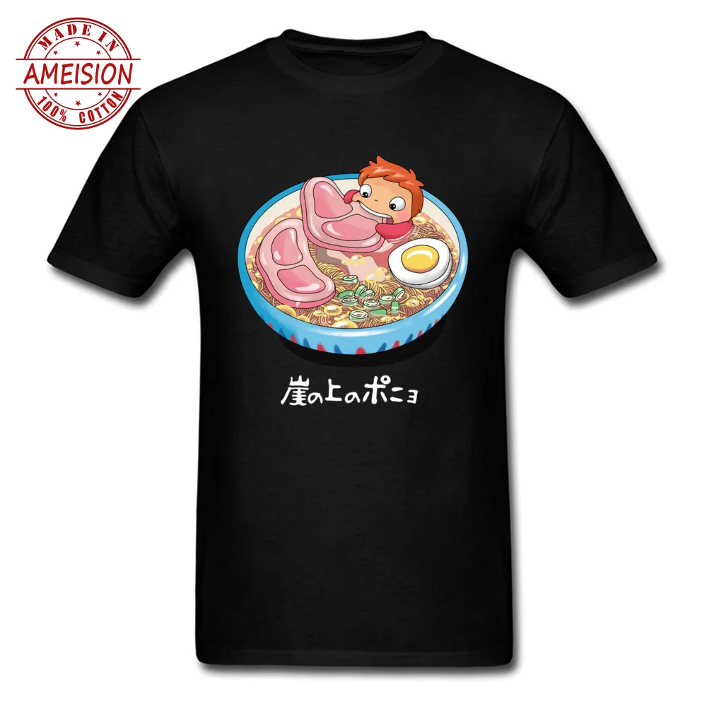Noodle Swimmer T Shirt Anime Tee Ponyo On The Cliff Tshirt Men Tops Naruto Ramen T-shirt Bowl Printed Funny Clothing
