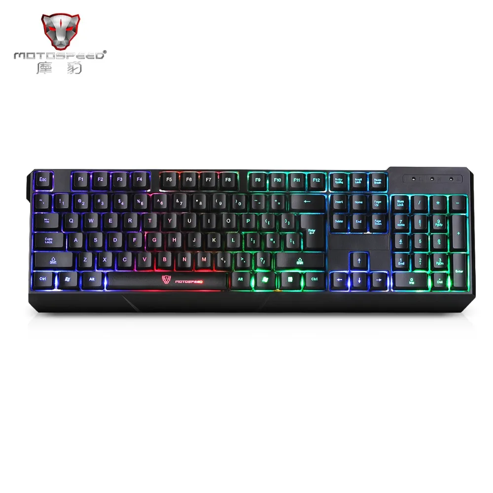 

MotoSpeed K70 7-Color Colorful Backlight Computer Teclado USB 104 Keys Gaming Keyboard Membrane Keybs Black Send With Box