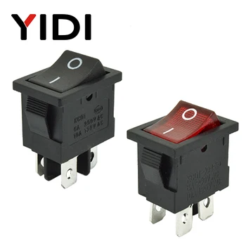 

6A 250VAC KCD1-104 Rocker Switch 4pin On Off DPST 12V 220V Red Lamp Black Latching 15x21 Rocekr switch