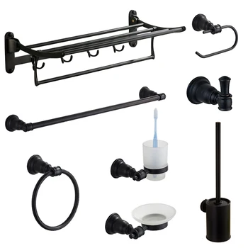

Brushed Bathroom Accessories Black Bathroom Hardware Set Vintage Wall Mounted Bathroom Soap Dish Toilet Brush Holder