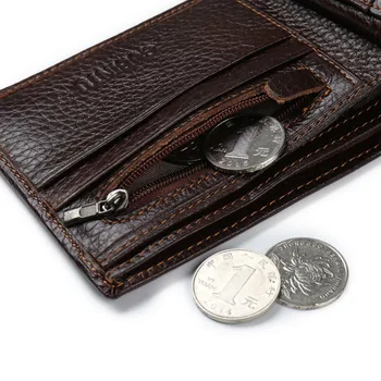 GUBINTU Genuine Leather Men Wallets Coin Pocket Zipper Real Men's Leather Wallet with Coin High Quality Male Purse Eagle cartera 4