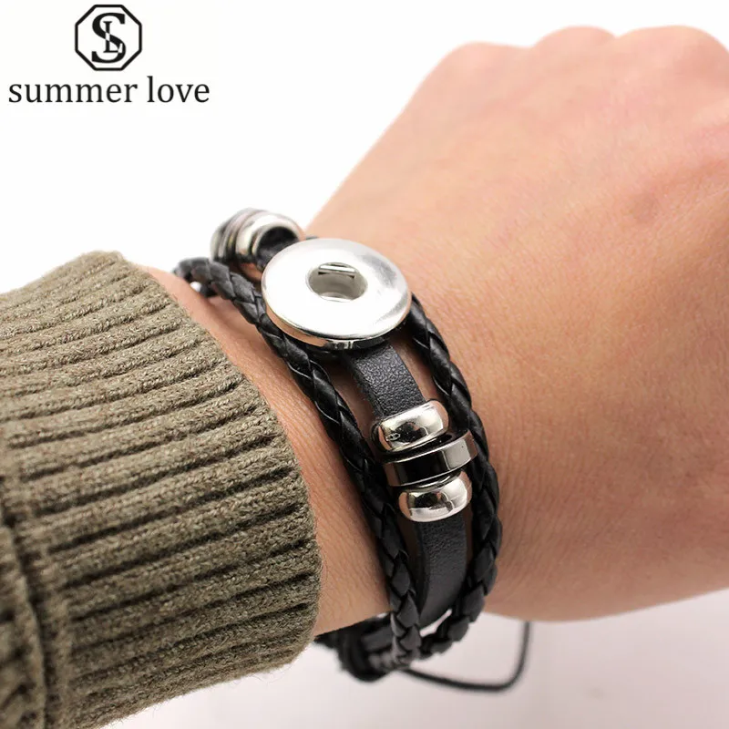 

10pcs/lot Punk Multi Layer Leather Bracelet Snap Button Bracelet for Women DIY Handmade Accesorios MujerJewelry Wholesale